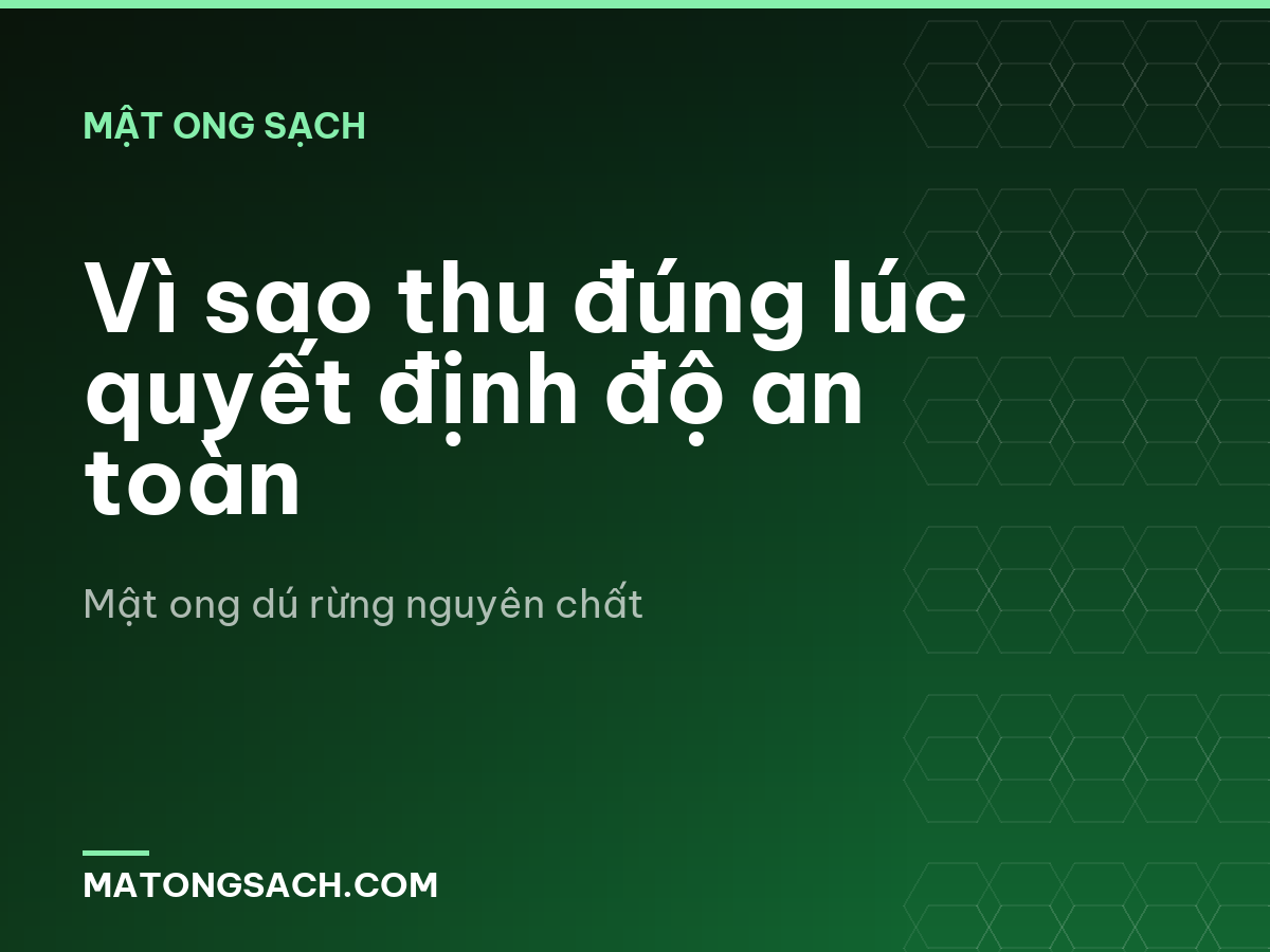 Vì sao thu đúng lúc quyết định độ an toàn